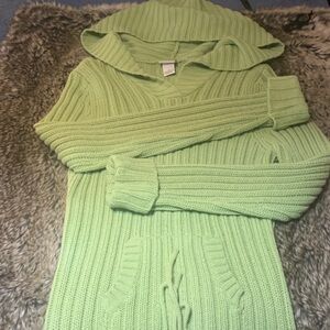 Green Hooded Women's Sweater